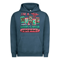 Pigment Midnight Navy im a nurse whats your superpower Urban Hoodie - RanaPortraitStore