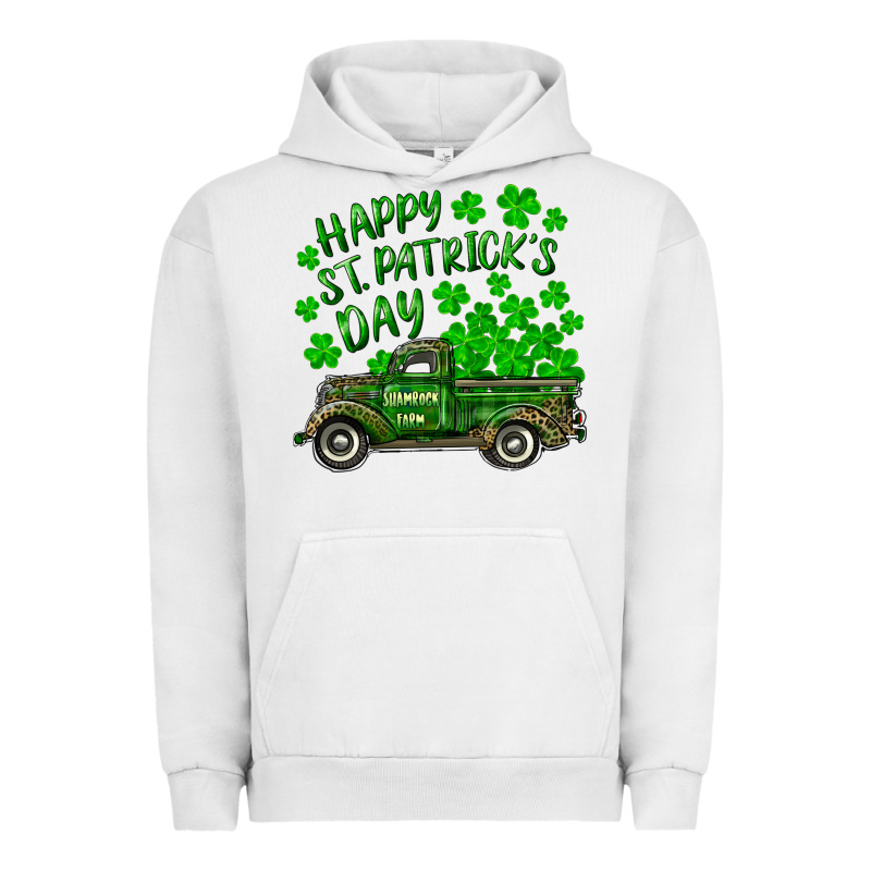 Happy St. Patricks Day Shamrock Farm Truck Urban Hoodie by RanaPortraitStore | Teevron