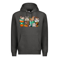 Charcoal Heather rabbit coffee cups Premium Hoodie - texasbilliewilder