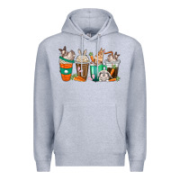 Heather Grey rabbit coffee cups Premium Hoodie - texasbilliewilder