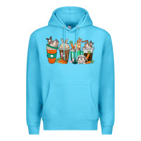 Ocean Blue rabbit coffee cups Premium Hoodie - texasbilliewilder