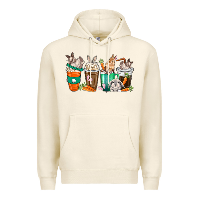 Rabbit Coffee Cups Premium Hoodie by texasbilliewilder | Teevron