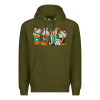 Army Green rabbit coffee cups Premium Hoodie - texasbilliewilder