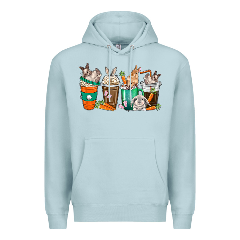 Rabbit Coffee Cups Premium Hoodie by texasbilliewilder | Teevron