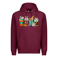 Burgundy rabbit coffee cups Premium Hoodie - texasbilliewilder