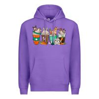Purple rabbit coffee cups Premium Hoodie - texasbilliewilder