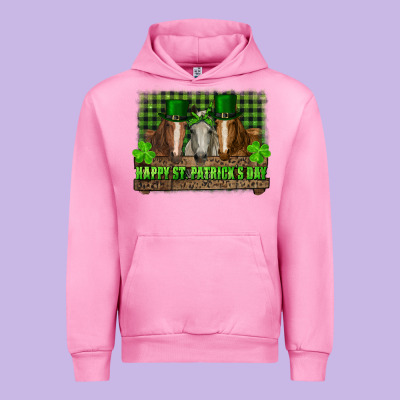 Happy St. Patricks Day Horses With Leprechaun Urban Hoodie Designed By Ranaportraitstore