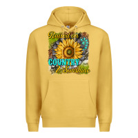 Antique Gold raised on country and sunshine Premium Hoodie - texasbilliewilder