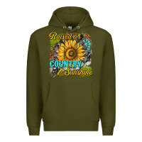 Army Green raised on country and sunshine Premium Hoodie - texasbilliewilder