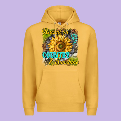 Premium Hoodie raised on country and sunshine