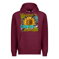 Burgundy raised on country and sunshine Premium Hoodie - texasbilliewilder