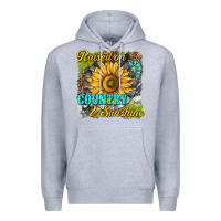 Heather Grey raised on country and sunshine Premium Hoodie - texasbilliewilder