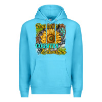 Ocean Blue raised on country and sunshine Premium Hoodie - texasbilliewilder