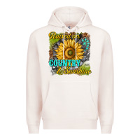 Pale Pink raised on country and sunshine Premium Hoodie - texasbilliewilder