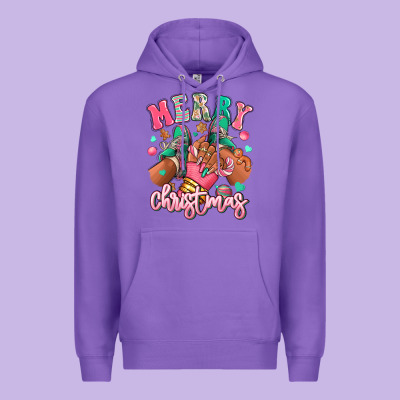 Premium Hoodie pink merry christmas black girl sneakers