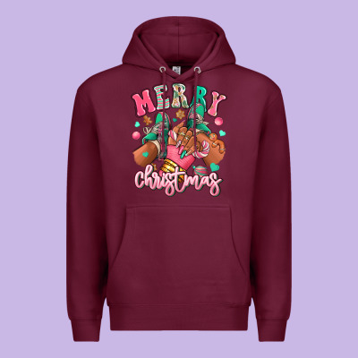 Premium Hoodie pink merry christmas black girl sneakers