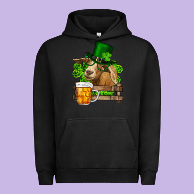 St. Patricks Day Goat And Beer Urban Hoodie Designed By Ranaportraitstore