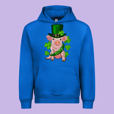 St. Patricks Day Lucky Baby Pig Urban Hoodie Designed By Ranaportraitstore