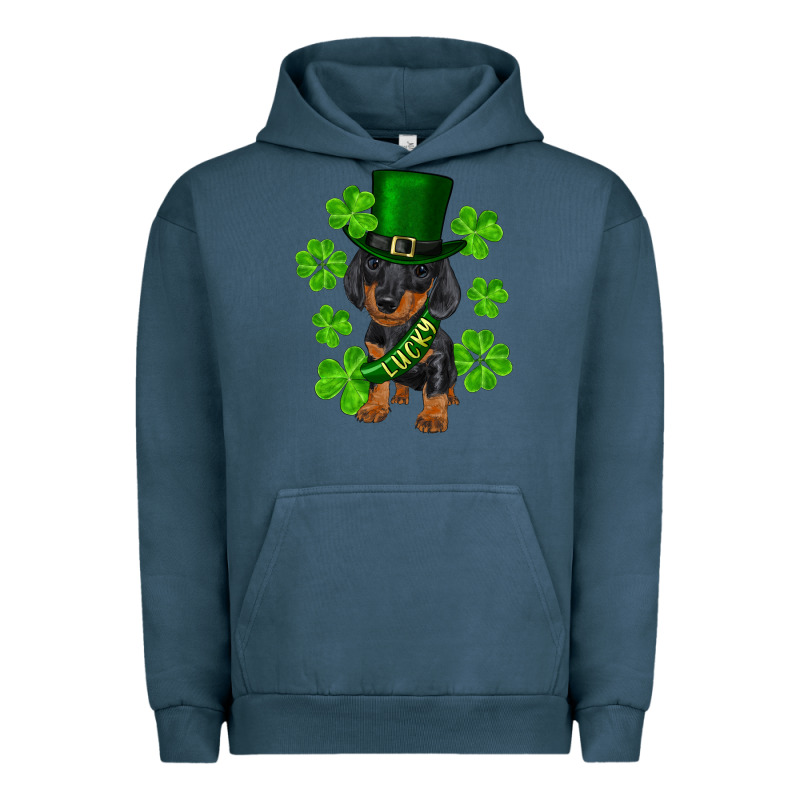 St. Patricks Day Lucky Dachshund Puppy Urban Hoodie by RanaPortraitStore | Teevron