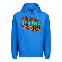 True Royal she is strong Premium Hoodie - texasbilliewilder