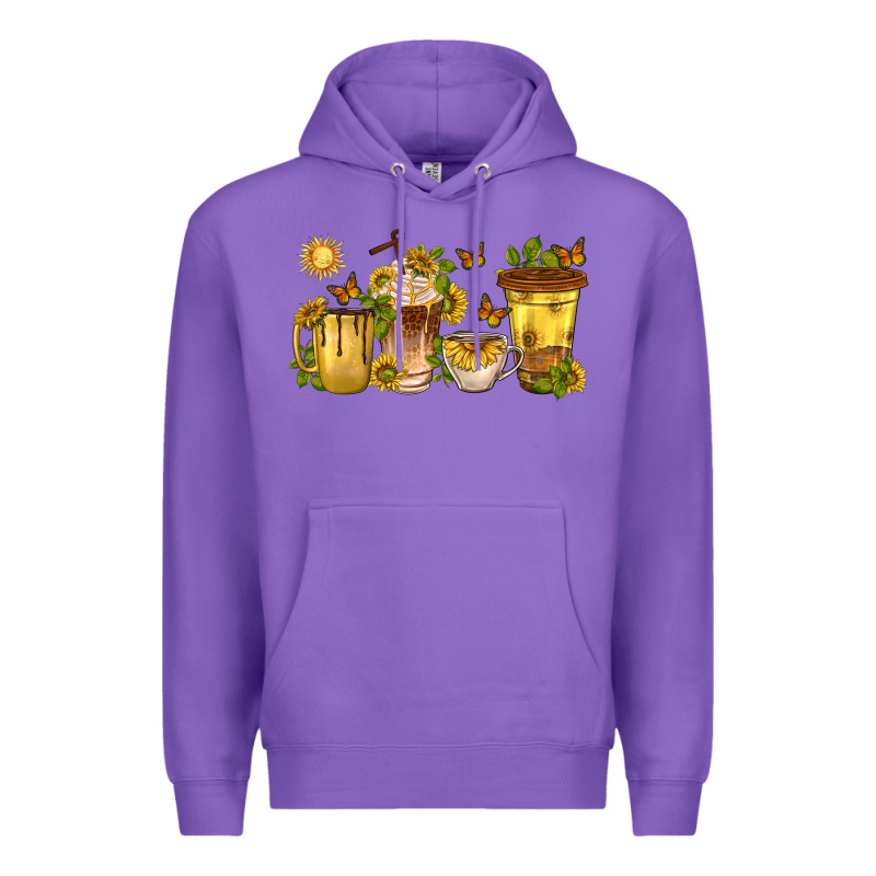Sunflower Coffee Cups Premium Hoodie by texasbilliewilder | Teevron