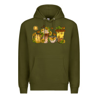 Army Green sunflower coffee cups Premium Hoodie - texasbilliewilder