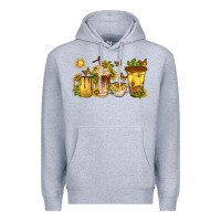 Heather Grey sunflower coffee cups Premium Hoodie - texasbilliewilder