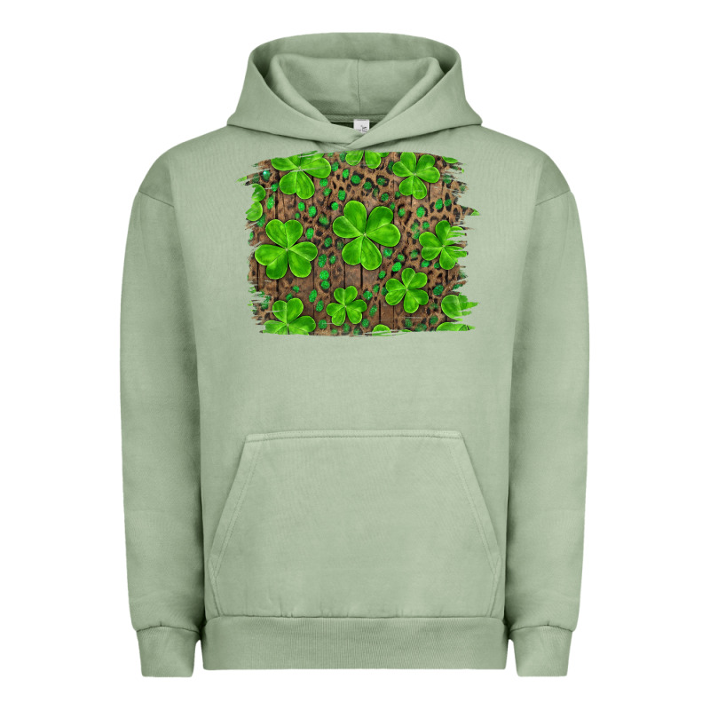 St Patricks Day Shamrock And Leopard Distressed Ba Urban Hoodie by RanaPortraitStore | Teevron