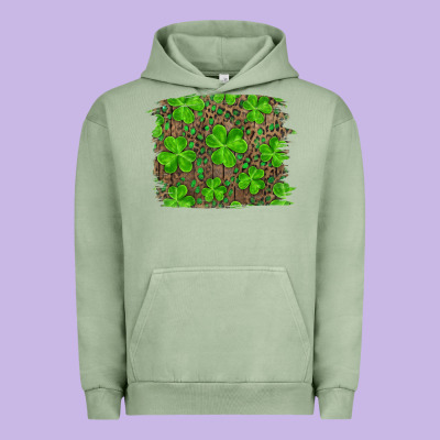 St Patricks Day Shamrock And Leopard Distressed Ba Urban Hoodie Designed By Ranaportraitstore