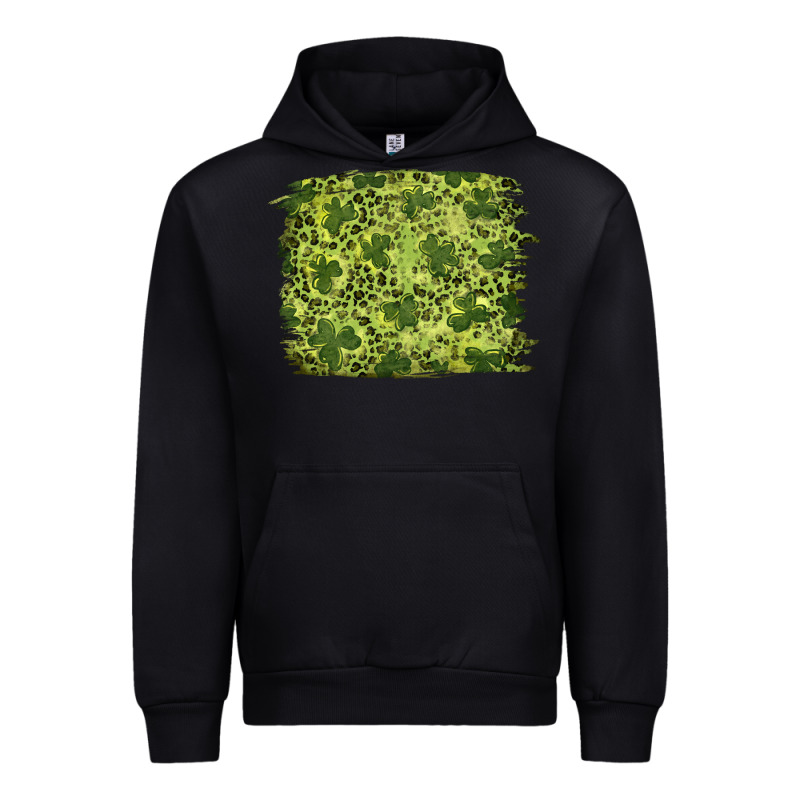 St Patricks Day Shamrock Leopard Background Urban Hoodie by RanaPortraitStore | Teevron