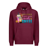 Burgundy mama needs coffee Premium Hoodie - Zillion Design Studio