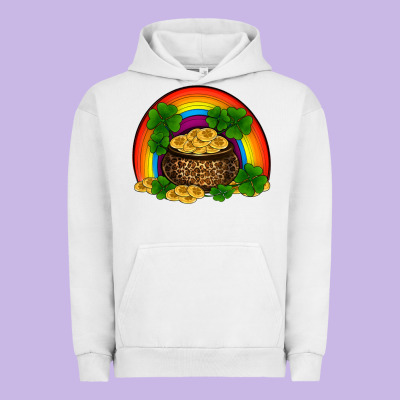 St Patricks Shamrock Gold Leopard Rainbow Urban Hoodie Designed By Ranaportraitstore