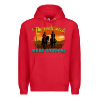 Red the world needs more cowboys Premium Hoodie - texasbilliewilder