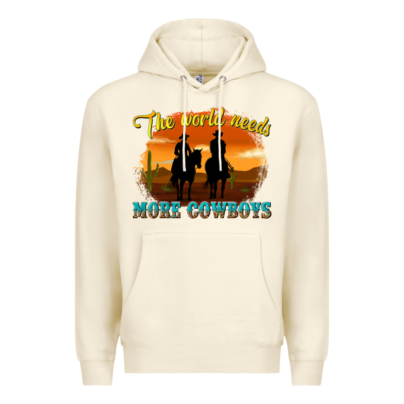 The World Needs More Cowboys Premium Hoodie by texasbilliewilder | Teevron