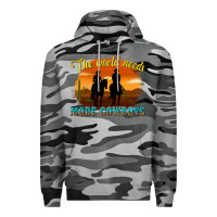 Slate Camo the world needs more cowboys Premium Hoodie - texasbilliewilder
