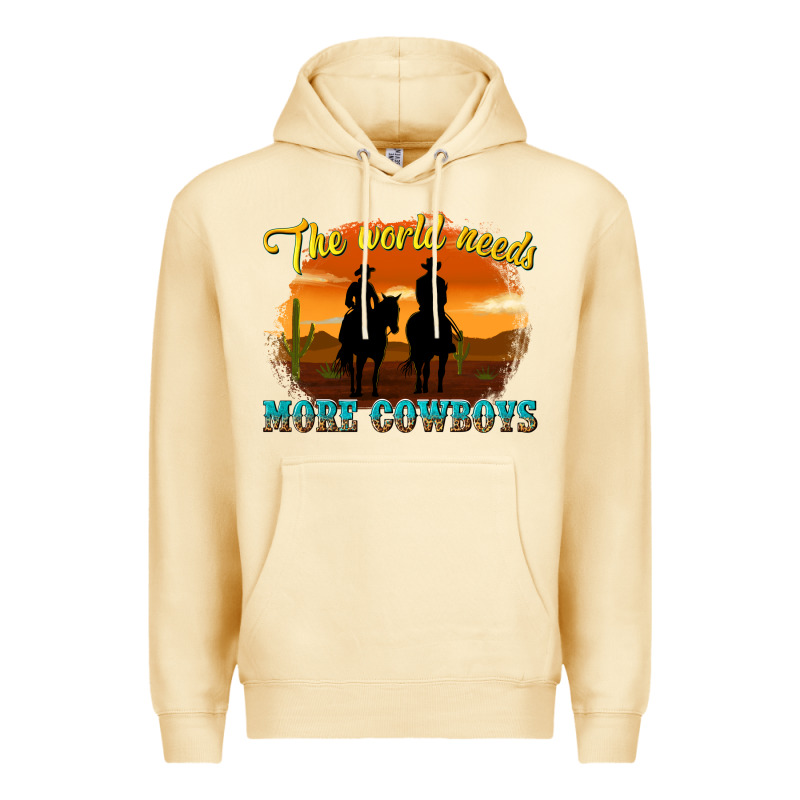The World Needs More Cowboys Premium Hoodie by texasbilliewilder | Teevron