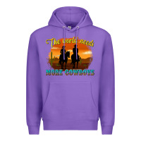 Purple the world needs more cowboys Premium Hoodie - texasbilliewilder
