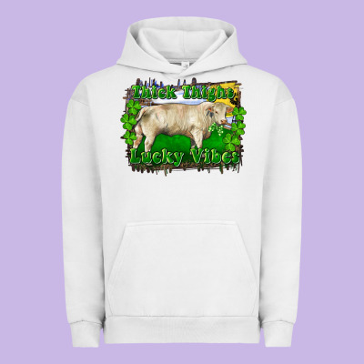 Thick Thighs Lucky Vibes Charolais Bull Urban Hoodie Designed By Ranaportraitstore