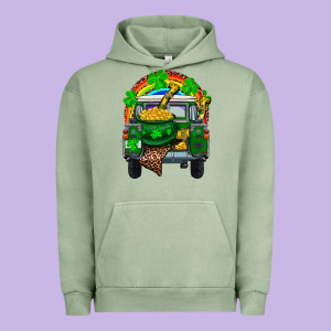 St Patricks Day Truck With Pot Of Gold Horseshoe A Urban Hoodie Designed By Ranaportraitstore