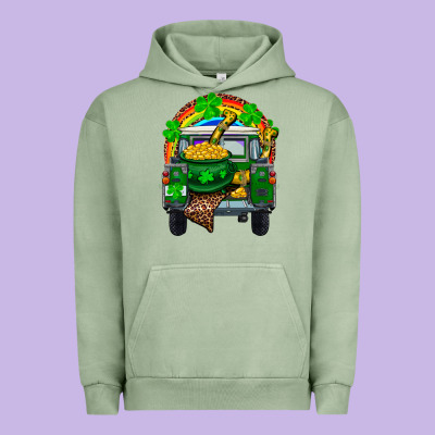 St Patricks Day Truck With Pot Of Gold Horseshoe A Urban Hoodie Designed By Ranaportraitstore