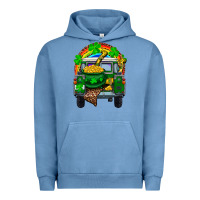 Pigment Pebble Blue st patricks day truck with pot of gold horseshoe a Urban Hoodie - RanaPortraitStore