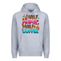 Heather Grey half mama half coffee Premium Hoodie - Zillion Design Studio