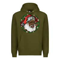 Army Green African American Santa Christmas Premium Hoodie - RanaPortraitStore