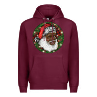 Burgundy African American Santa Christmas Premium Hoodie - RanaPortraitStore