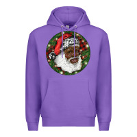 Purple African American Santa Christmas Premium Hoodie - RanaPortraitStore
