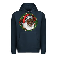 Navy African American Santa Christmas Premium Hoodie - RanaPortraitStore
