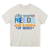 Cream The world needs all kinds of minds Heavy Core Tee - CowhideDigitalArt