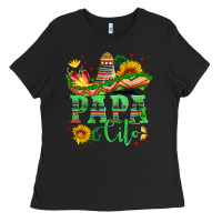 Black papa cito with sunflowers and sombrero Ladies Tee - Artiststas
