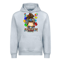 Heather Grey messy bun autism mom Urban Hoodie - RanaPortraitStore