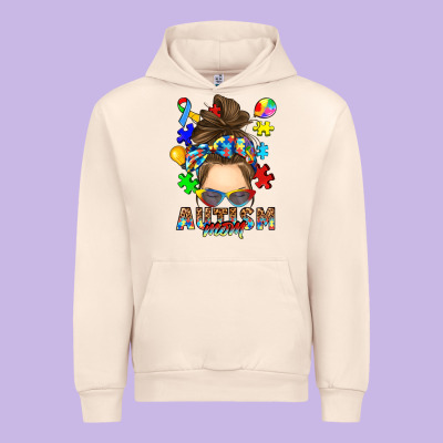 Messy Bun Autism Mom Urban Hoodie Designed By Ranaportraitstore